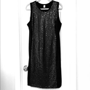 Old Navy black sequin ponte midi dress XL